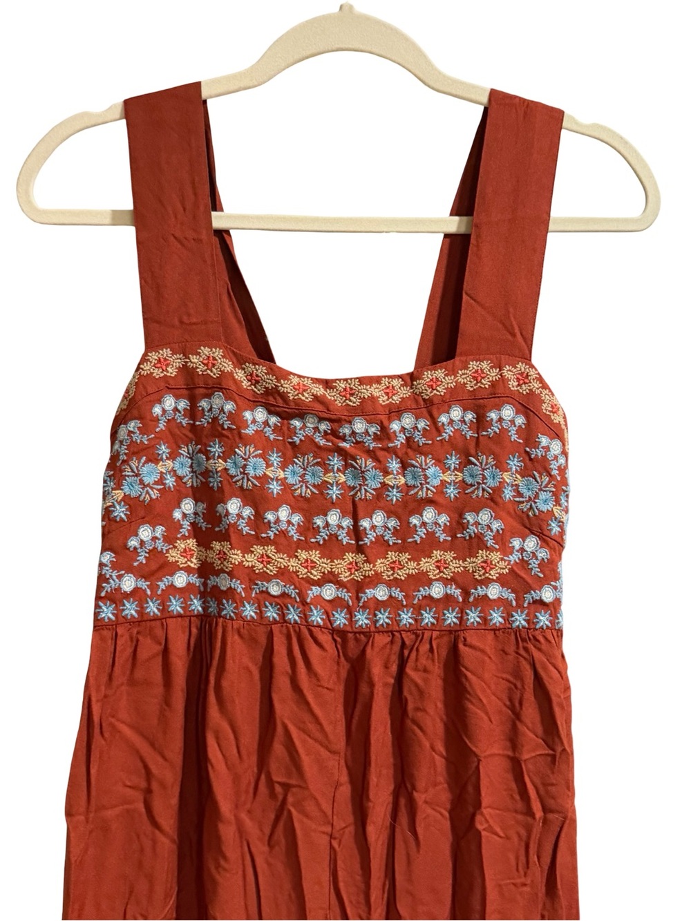 ๐ฟ Natural Life Hannah Embroidered Jumpsuit Women's Medium Rust Boho Floral - Picture 4 of 13